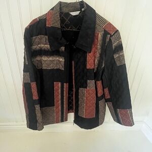 Erin london quilted front‎ zipper jacket pockets XL